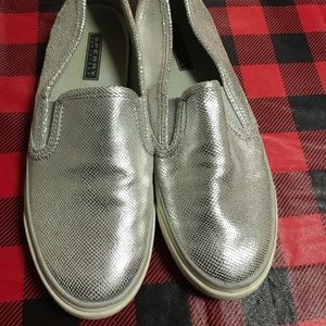Sperry Silver slip ons